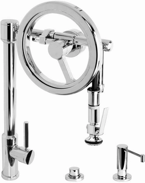 Waterstone 5130-3-ORB Endeavor Wheel Pulldown Lever Sprayer Faucet 3pc Suite Black Oil Rubbed Bronze