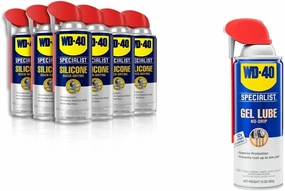WD-40 Specialist Silicone Lubricant with Smart Straw Sprays 2 Ways 11 OZ [6-Pack] & Specialist Gel Lube with Smart Straw Sprays 2 Ways, 10 OZ
