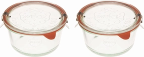 Weck Canning Jars Medium Bowl 565 - Weck Mold Jar made of Transparent Glass - Eco-Friendly Canning Jar - Food Storage Container with Airtight Lid - 4 Jars with Glass Lids 15.2 fl. oz