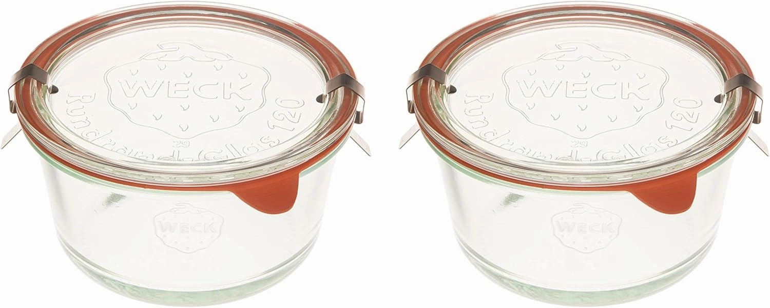 Weck Canning Jars Medium Bowl 565 - Weck Mold Jar made of Transparent Glass - Eco-Friendly Canning Jar - Food Storage Container with Airtight Lid - 4 Jars with Glass Lids 15.2 fl. oz