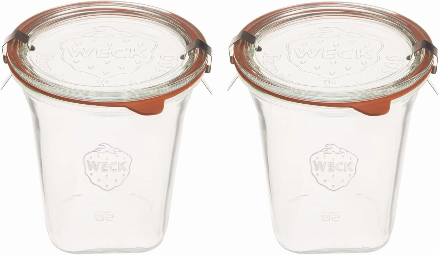 Weck Jars Medium Quadro 747-18.4 fl. Oz | 545mL Eco-Friendly Canning Jar | Food Storage Containers with Airtight Lids | Made in Germany, Rust-Proof & BPA-Free (Pack of 2)