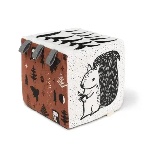 Wee Gallery Soft Block, Baby Sensory Toy with High-Contrast Graphics, Organic Soft Fabric Soft Blocks, Crinkle Flap and Textures, Tummy Time Activity for Babies and Toddlers - Woodland