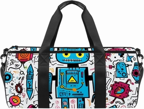 Weekender Travel Bag,Small Gym Bag,Science and Funny Robots,Gym Duffle Bag