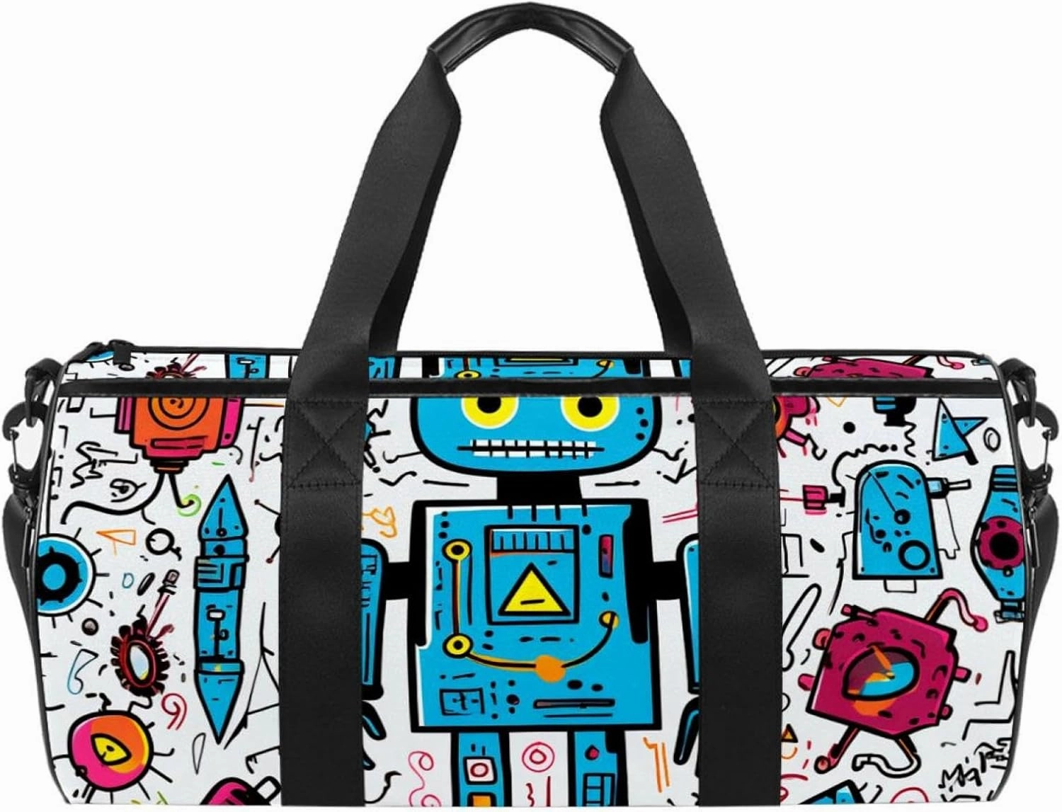 Weekender Travel Bag,Small Gym Bag,Science and Funny Robots,Gym Duffle Bag