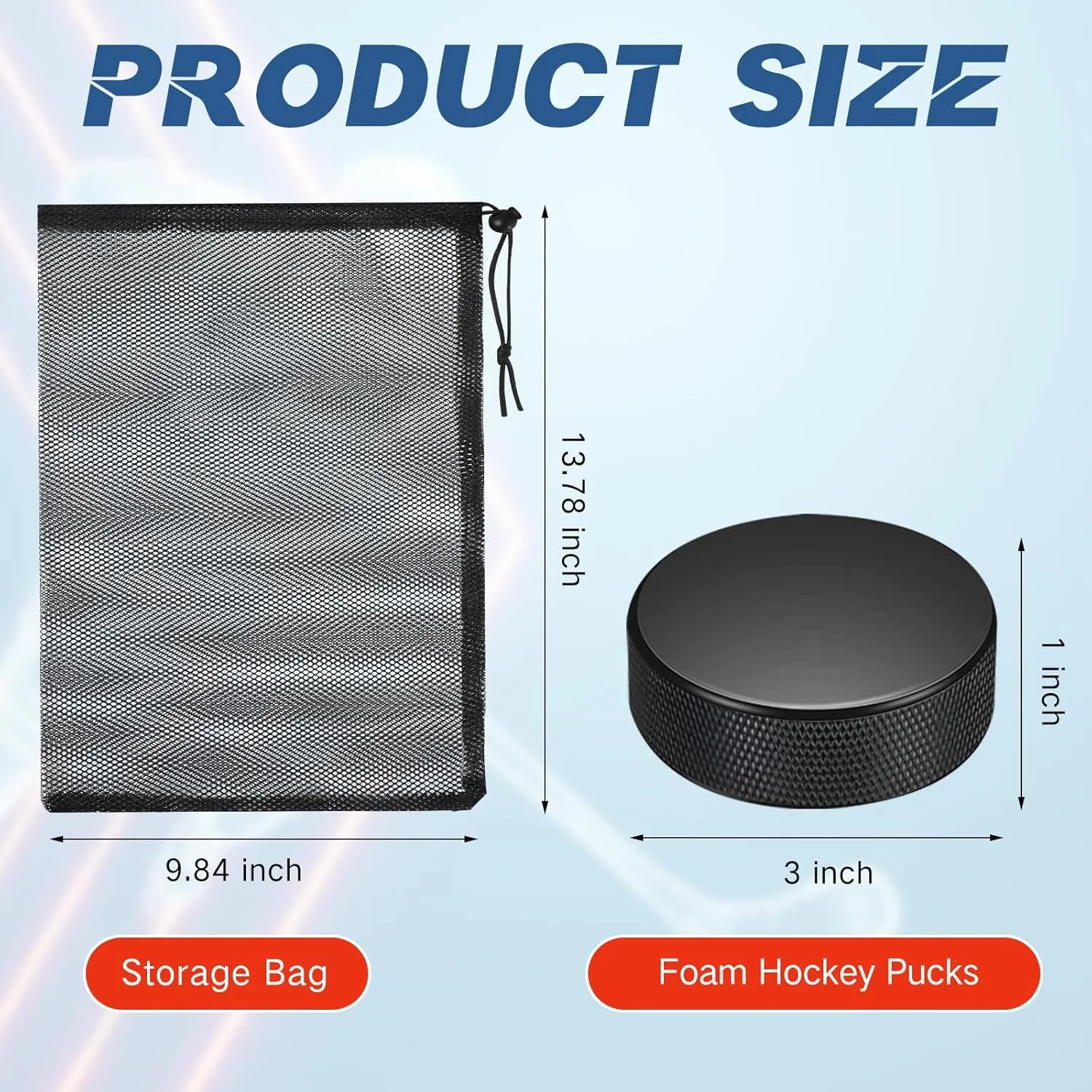 Wettarn 3" Sport Foam Ice Hockey Pucks Mini Indoor Knee Hockey Pucks with Mesh Bag for Kids Adults Practicing and Classic Training, Safe Official Regulation Size