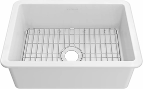 Whitehaus Collection Undermount/Drop-in Fireclay Kitchen Sinks, Stainless Steel Grid Included