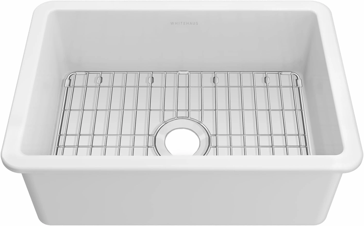 Whitehaus Collection Undermount/Drop-in Fireclay Kitchen Sinks, Stainless Steel Grid Included