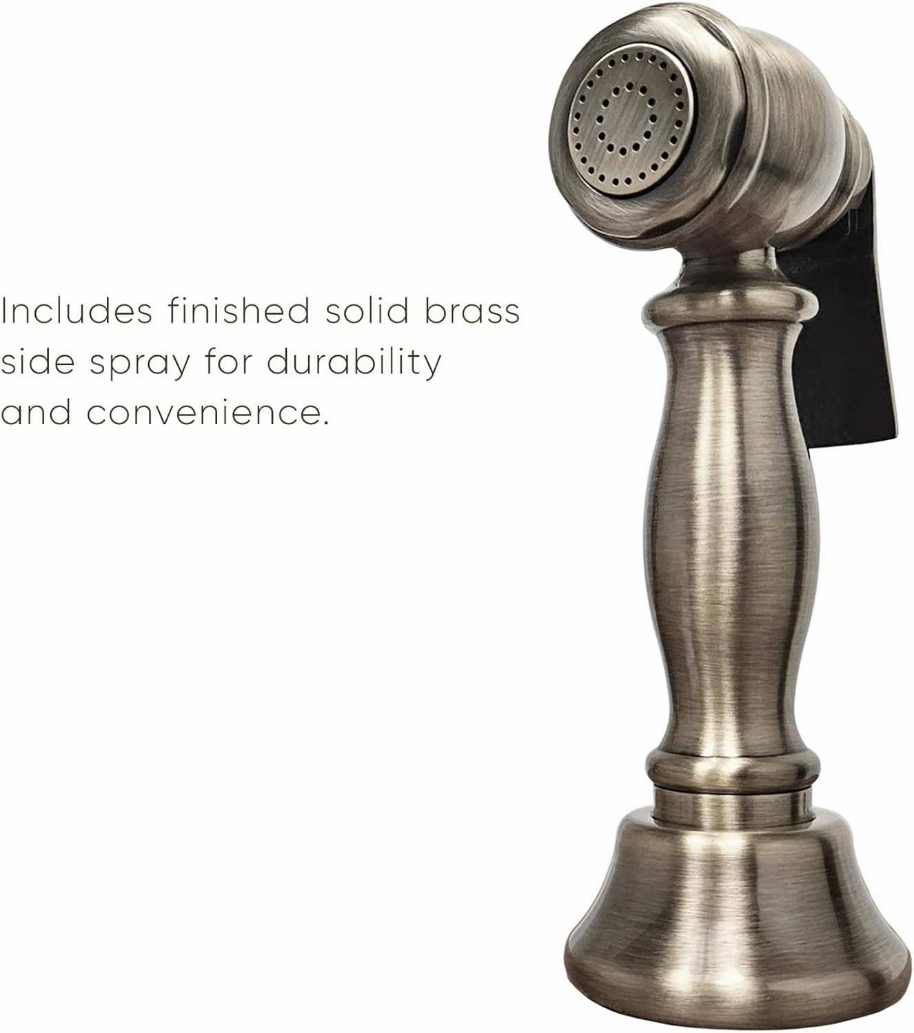 Whitehaus Kitchen Faucet; Brass Construction, Gooseneck, Cross Handles, Side Spray; Brushed Nickel