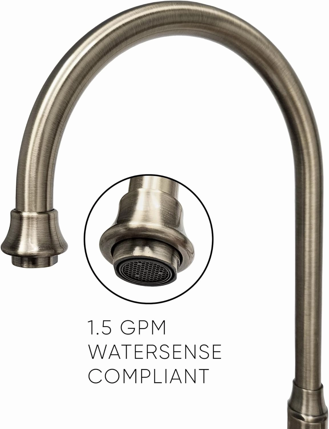 Whitehaus Kitchen Faucet; Brass Construction, Gooseneck, Cross Handles, Side Spray; Brushed Nickel