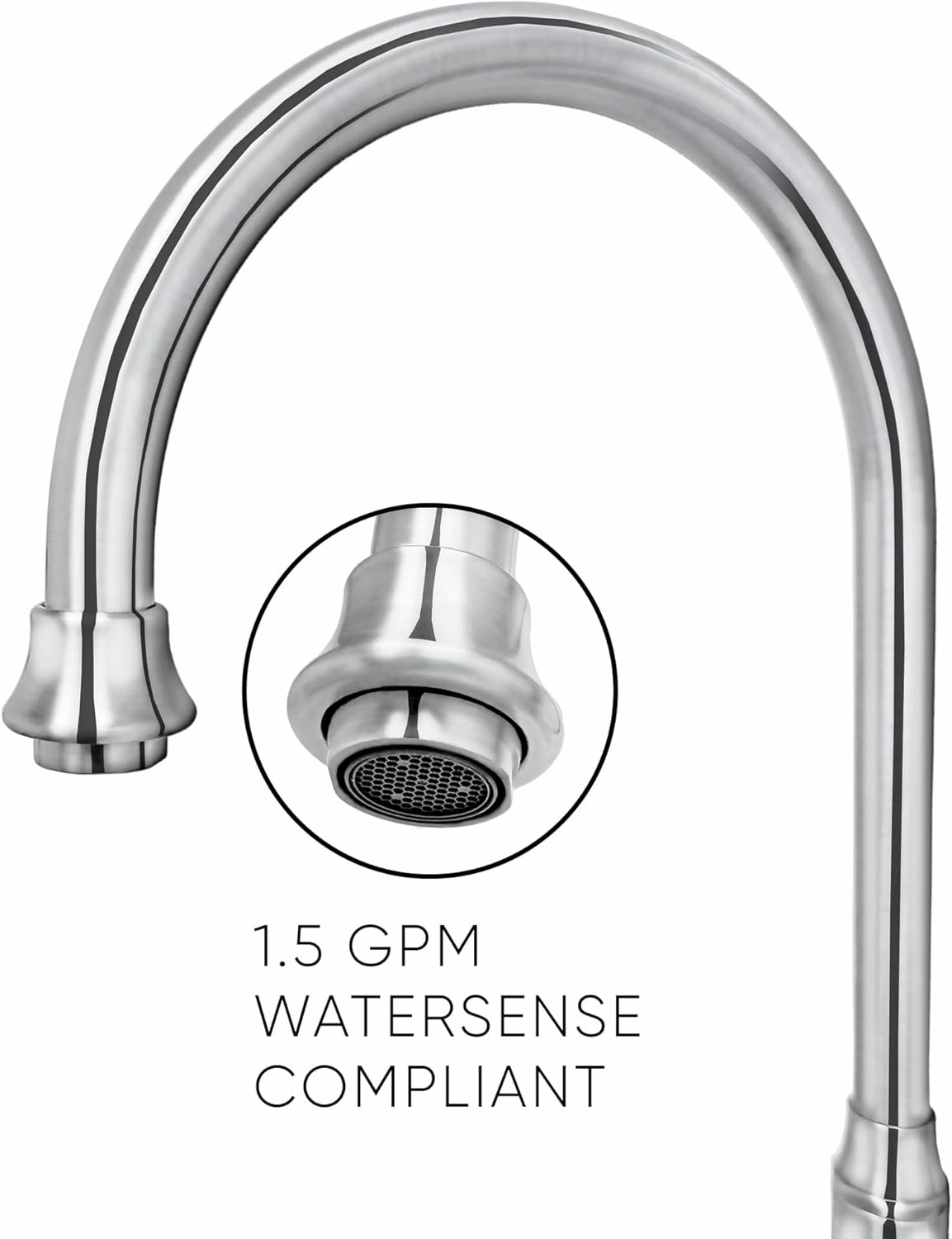 Whitehaus Kitchen Faucet; Brass Construction, Gooseneck, Cross Handles, Side Spray; Polished Chrome