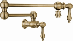 Whitehaus Kitchen Faucet; Brass Construction, Retractable Swing Spout, Cross Handle; Antique Brass