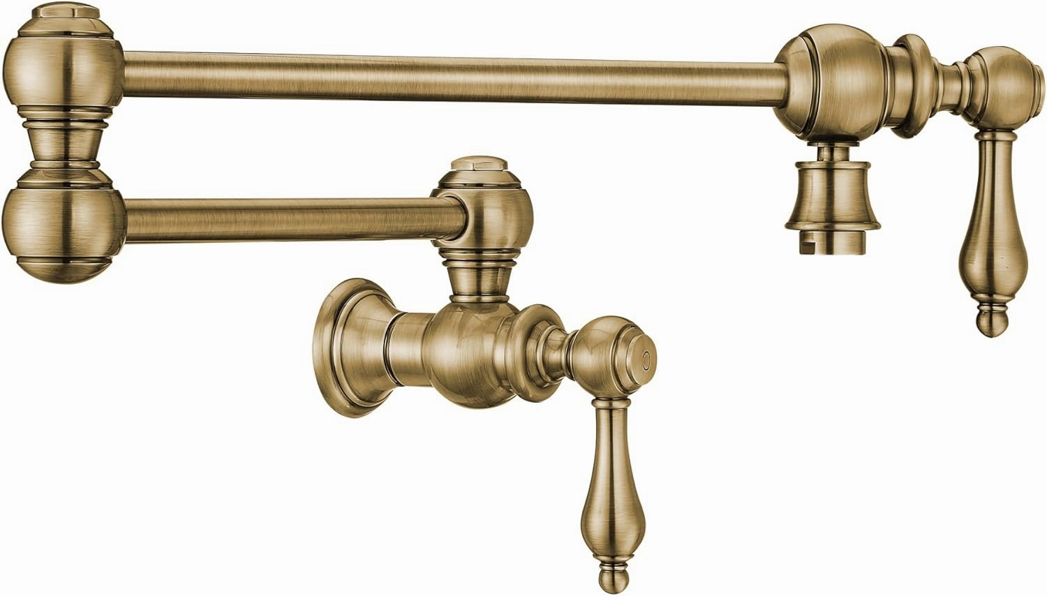 Whitehaus Kitchen Faucet; Brass Construction, Retractable Swing Spout, Cross Handle; Antique Brass
