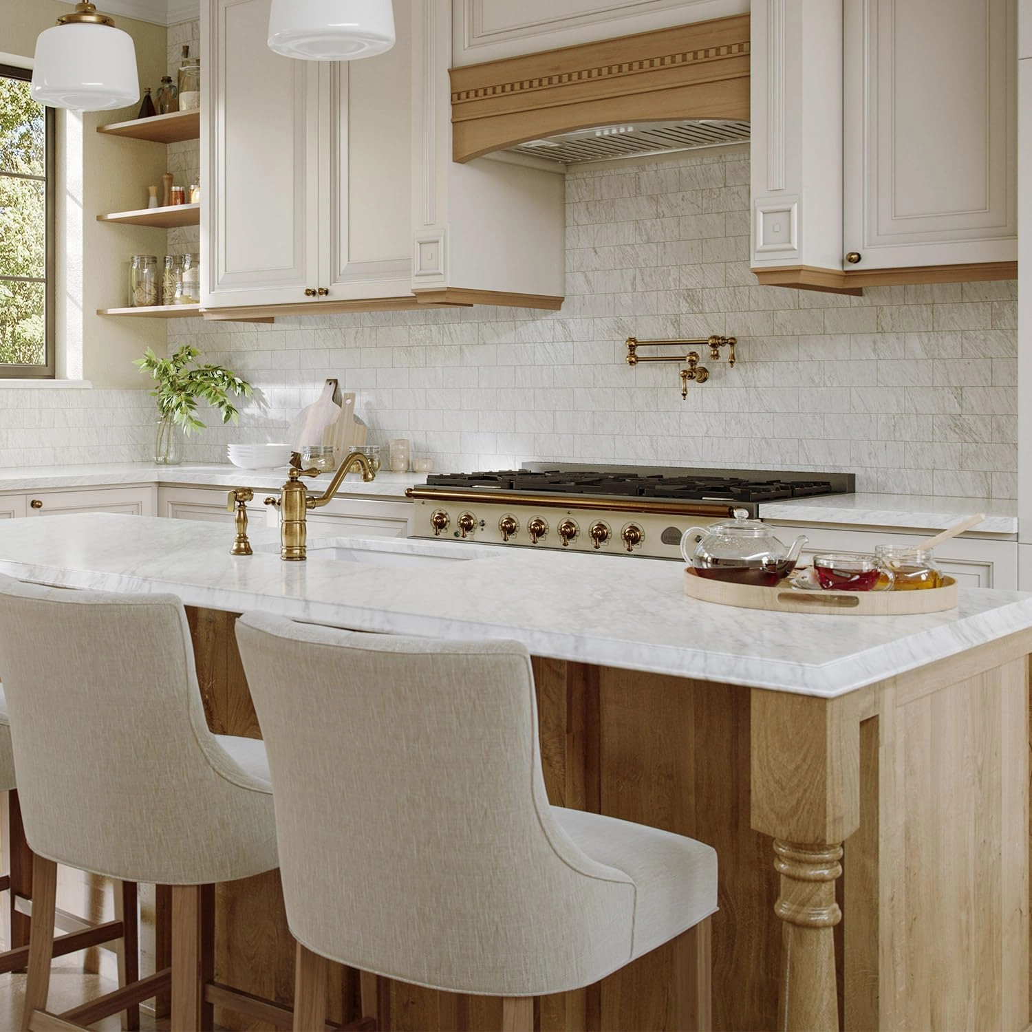 Whitehaus Kitchen Faucet; Brass Construction, Retractable Swing Spout, Cross Handle; Antique Brass
