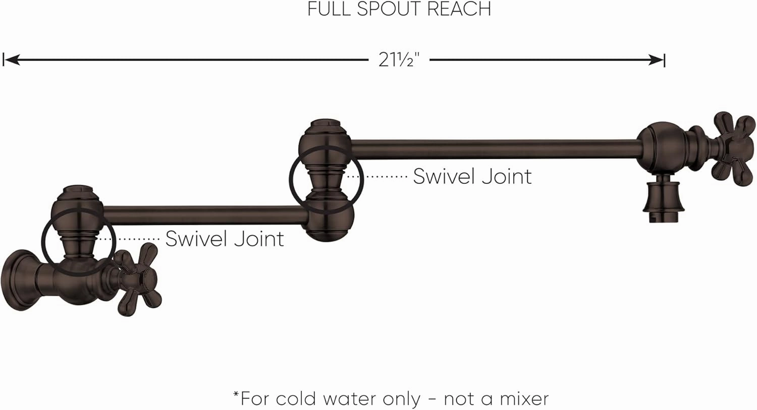 Whitehaus Kitchen Faucet; Brass Construction, Retractable Swing Spout, Cross Handle; Oil Bronze