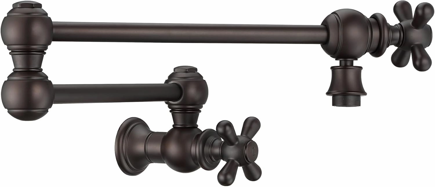 Whitehaus Kitchen Faucet; Brass Construction, Retractable Swing Spout, Cross Handle; Oil Bronze