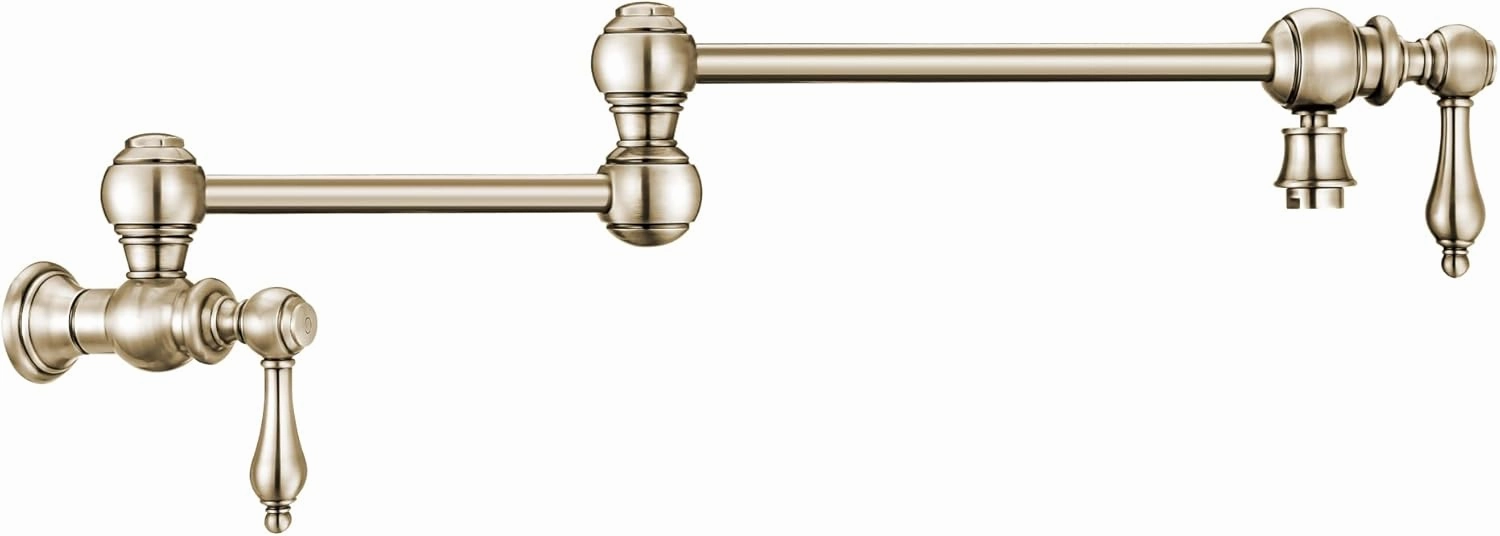 Whitehaus Kitchen Faucet; Brass Construction, Retractable Swing Spout, Cross Handle Polished Nickel