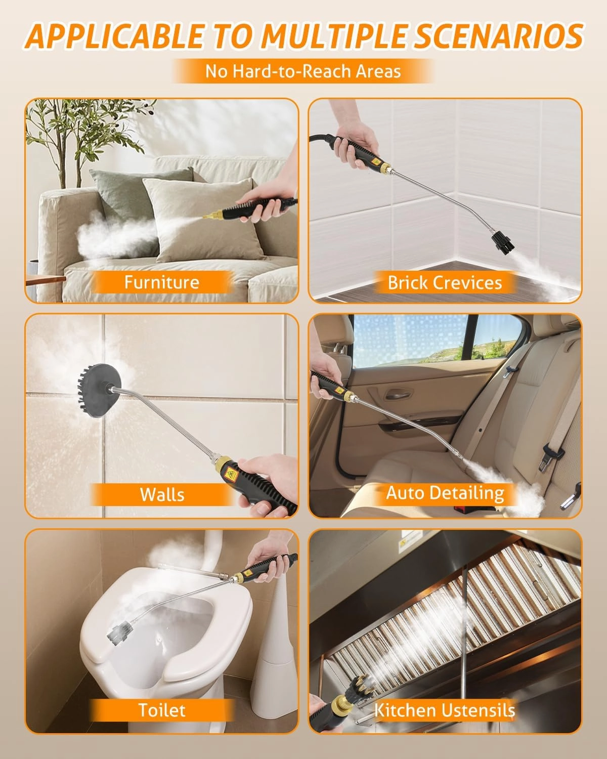 WICHEMI Steam Cleaner 2500W Steamer for Cleaning High Pressure Handheld Steam Cleaner Portable Car Steamer for Auto Detailing Electric Steam Cleaning Machine for Home Kitchen Floors