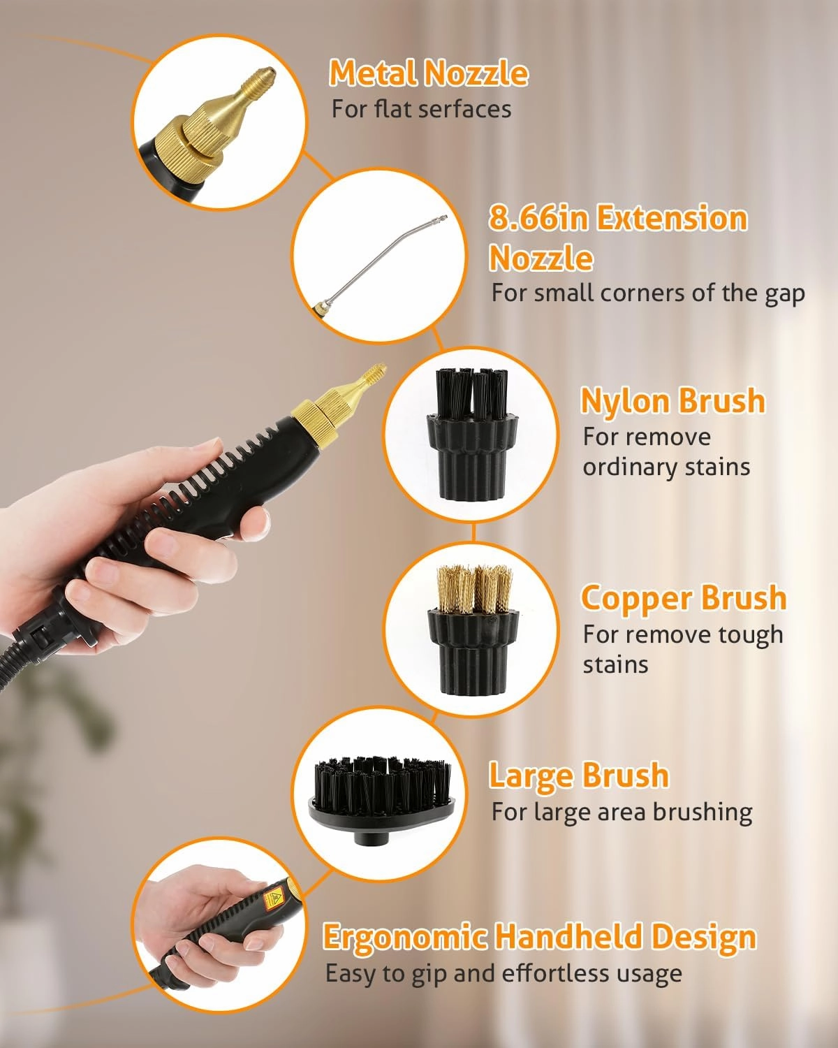 WICHEMI Steam Cleaner 2500W Steamer for Cleaning High Pressure Handheld Steam Cleaner Portable Car Steamer for Auto Detailing Electric Steam Cleaning Machine for Home Kitchen Floors