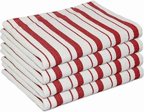 Williams-Sonoma Classic Striped Dishcloths, Dishrags, Claret Red (Set of 4)