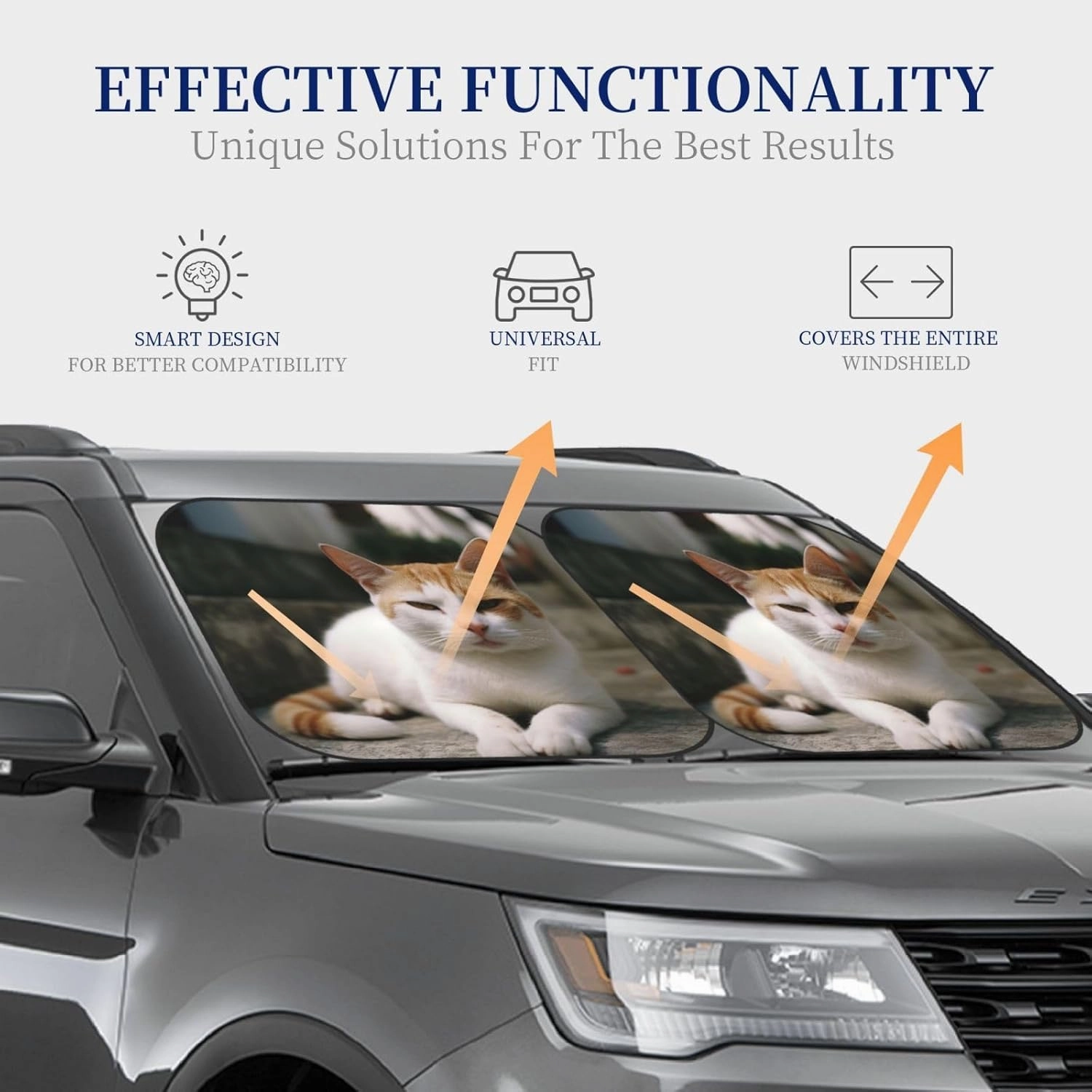 Windshield Sun Shade Foldable Car Front Window Sun Shield Visor Protector Keeps Interior Cool Cat on Steps Sun Visor Reflector Sunshade Offers Ultimate Protection for Car Interior Medium