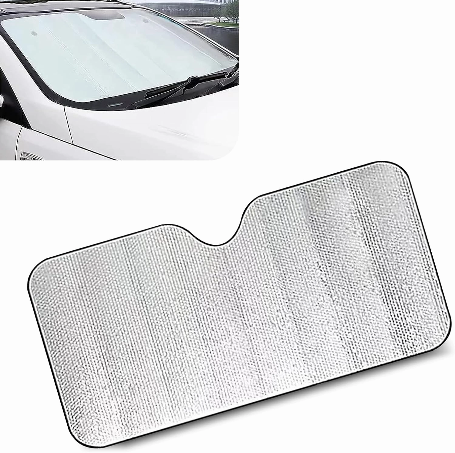 Windshield Sunshade, Keep Car Cool Sun Protection and Heat Insulation Protection Cover, Perfect Coverage Foldable Portable Privacy Cover, Universal for Cars Trucks (Silver #55.1" x 27.5 ")