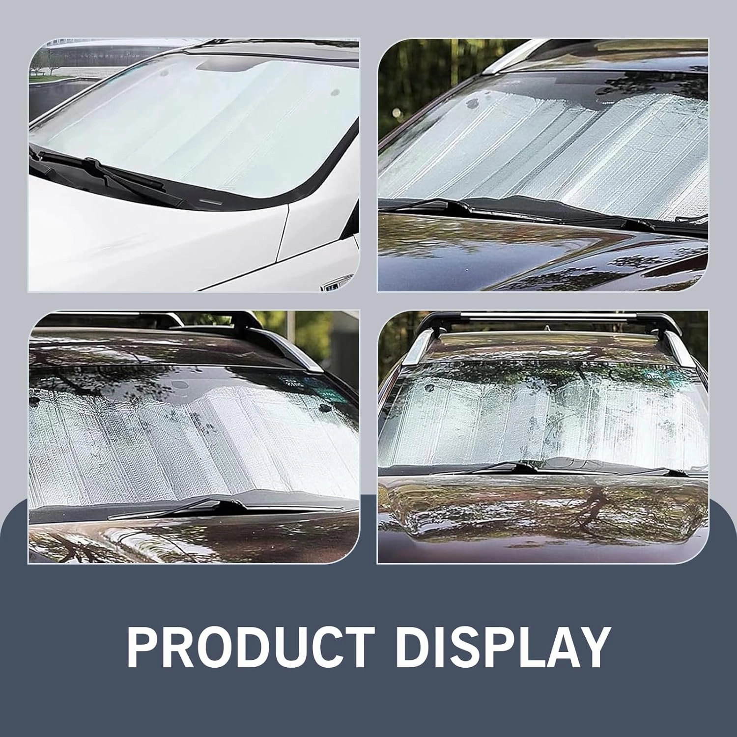 Windshield Sunshade, Keep Car Cool Sun Protection and Heat Insulation Protection Cover, Perfect Coverage Foldable Portable Privacy Cover, Universal for Cars Trucks (Silver #55.1" x 27.5 ")