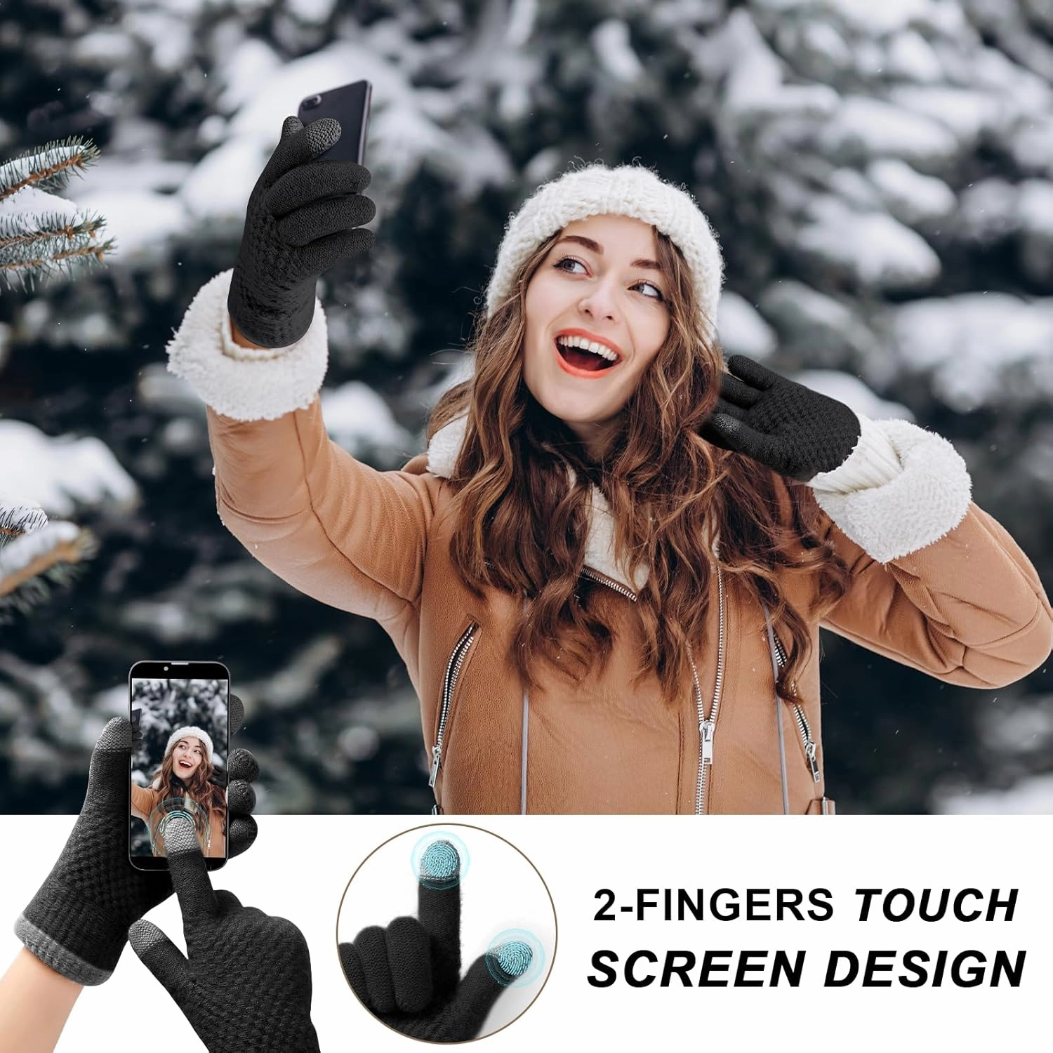 Winter Gloves for Women, Touch Screen Gloves with Thermal Soft Lining, Elastic Cuff Winter Gloves for Cold Weather