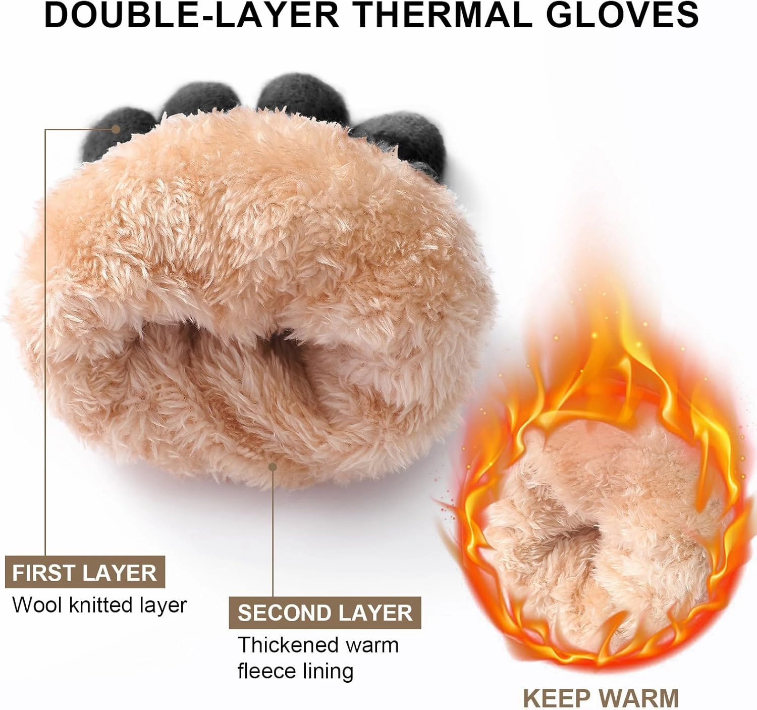 Winter Gloves for Women, Touch Screen Gloves with Thermal Soft Lining, Elastic Cuff Winter Gloves for Cold Weather