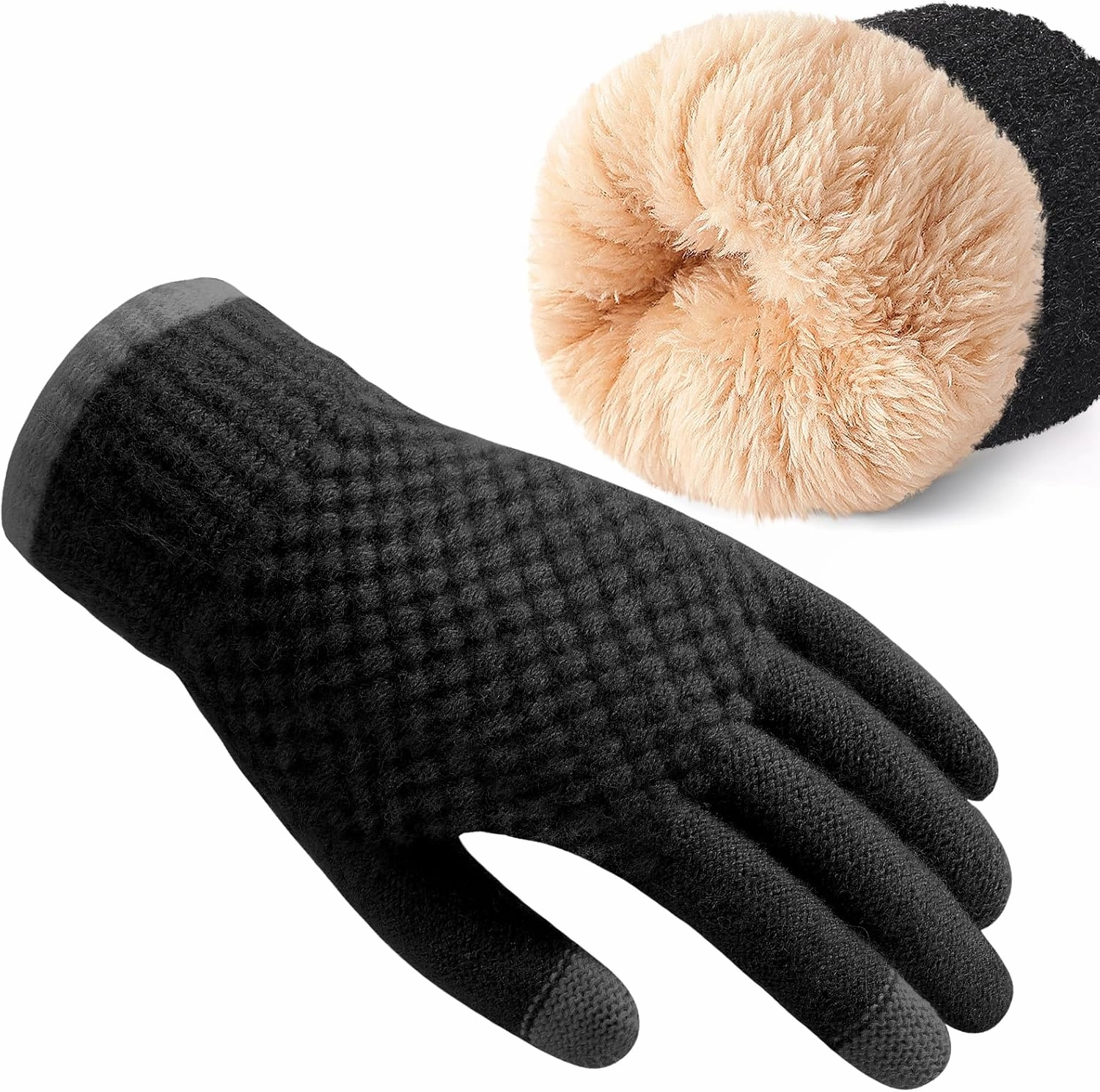 Winter Gloves for Women, Touch Screen Gloves with Thermal Soft Lining, Elastic Cuff Winter Gloves for Cold Weather