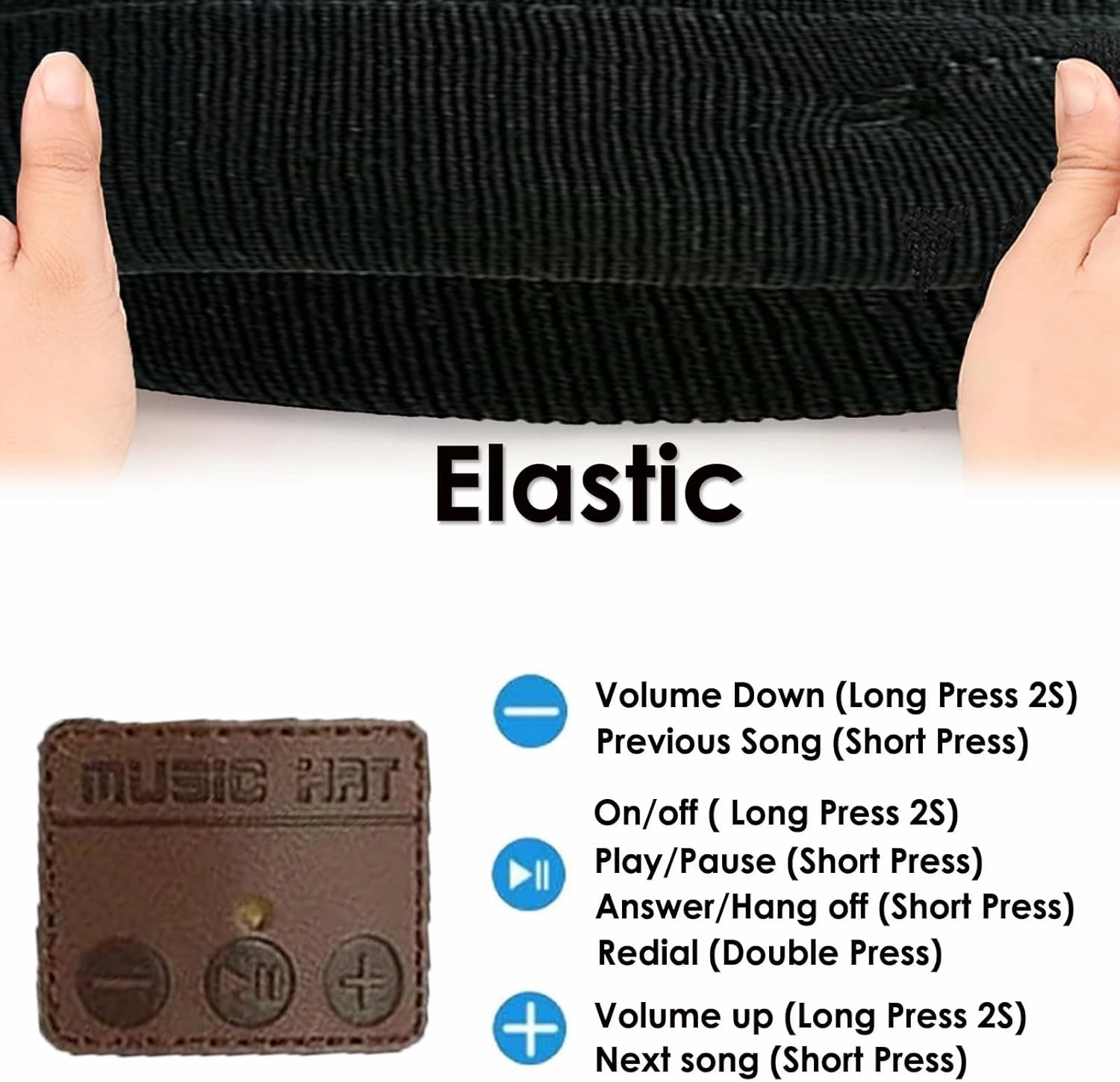 Wireless Music Beanie Hat with Light Unisex Musical Knitted Cap Beanie with Light Built-in Speakers Mic Headphone Beanie Hat Gifts for Men Women Running Camping Fishing