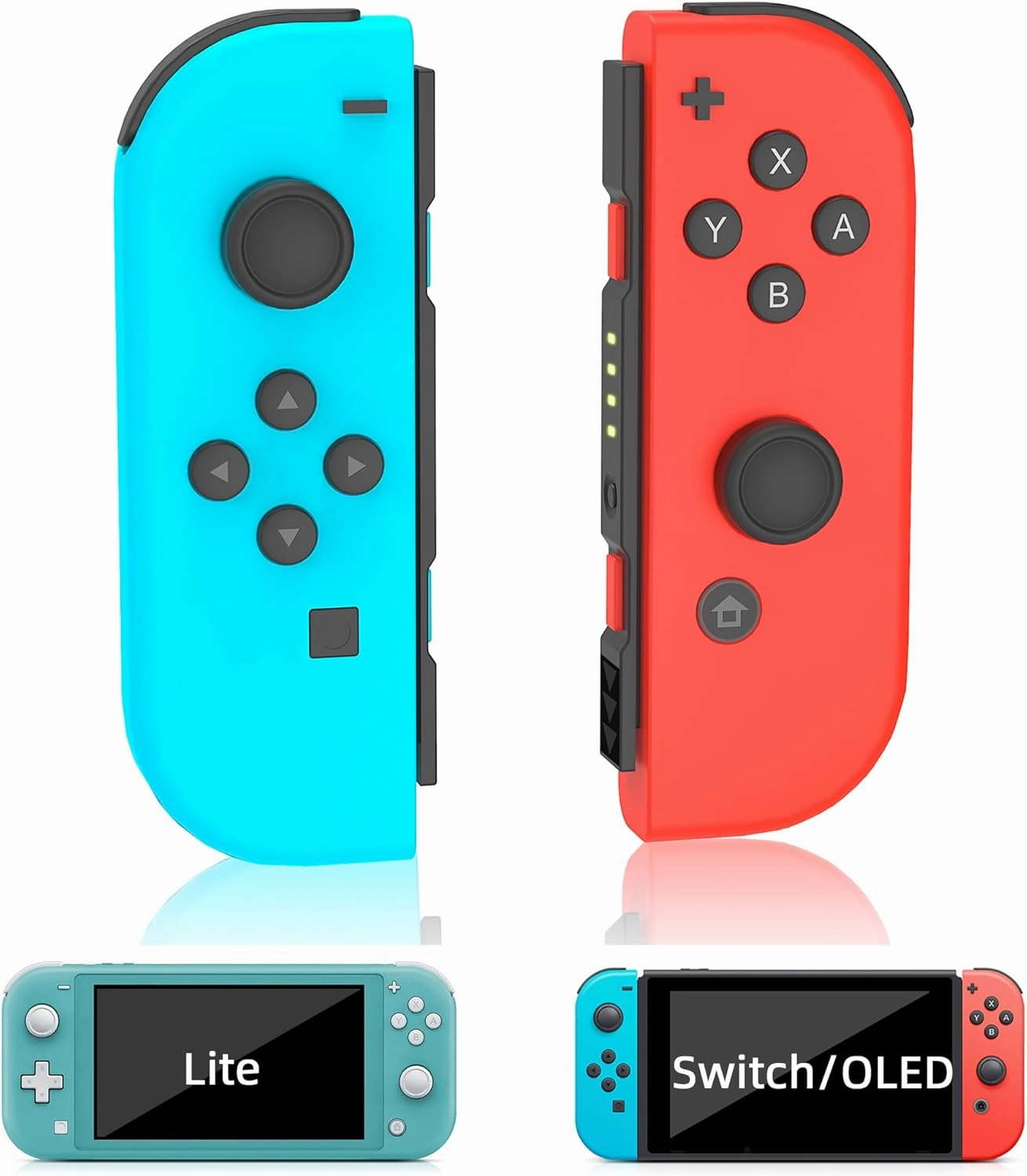 Wireless Switch Controller Replacement for Switch/OLED/Lite,Dual Vibration, 6-Axis Gyro, Wake-Up, Motion Control, Screenshot, Anti-Slip Grip/Joystick,Left/Right Gamepad,No NFC,(Blue and Red)