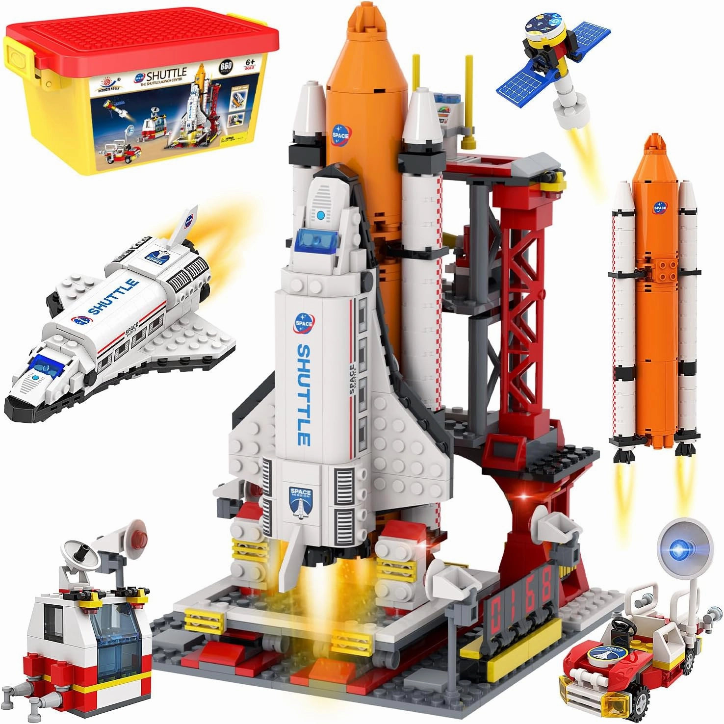 WishLife City Space Exploration Shuttle Toy - Building Blocks Sets for 6 7 8 9 10 11 12 Year Old Boys Girls, Mars Rover, Launcher, Satellite, Aerospace Spaceship Toys Gifts for Kids Age 6-12 (660 PCS)