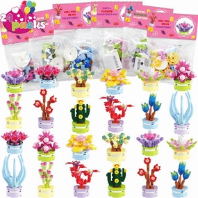 WODMAZ 24 Packs Succulents Building Blocks, Succulents Flower Toys Easter Gifts for Kids, School Classroom Exchange, Easter Basket Stuffers, Easter Egg Hunt