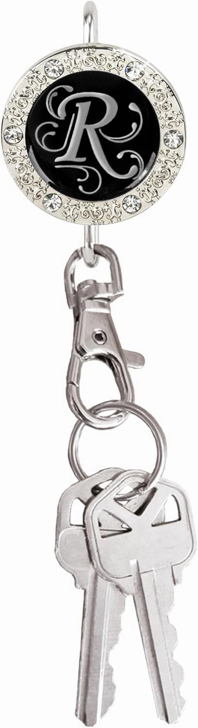 Women’s Bag Charm Key Finder, Car Keychain Hook, Cute Purse Organizer & Tote Bag Accessories, Gifts for Mom - Monogram Letter