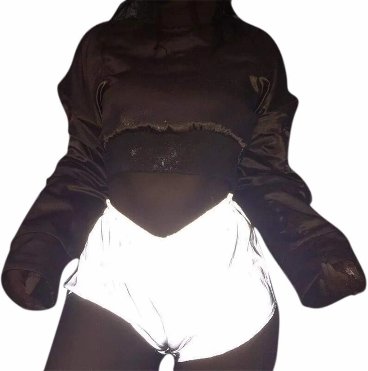 Women's Sexy Reflective Shorts Pants Shiny Sport Bottoms Night Club Party Festival Rave Outfit