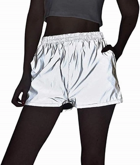 Women's Sexy Reflective Shorts Pants Shiny Sport Bottoms Night Club Party Festival Rave Outfit