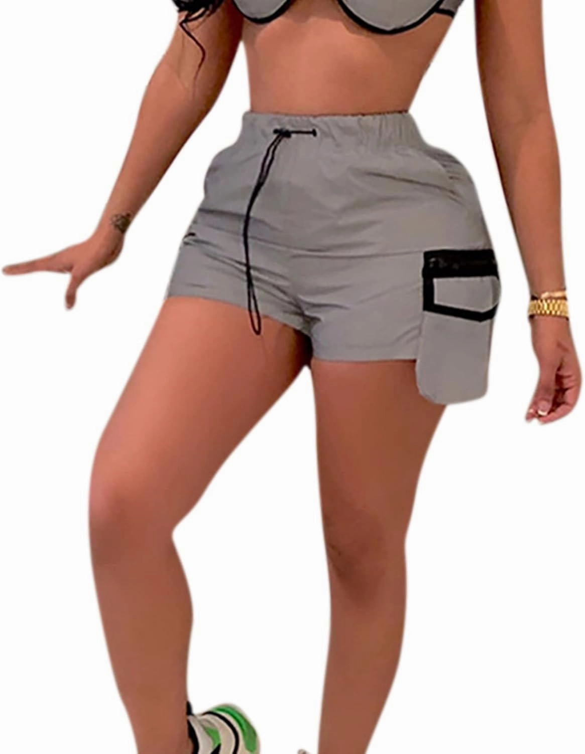 Women's Sexy Reflective Shorts Pants Shiny Sport Bottoms Night Club Party Festival Rave Outfit