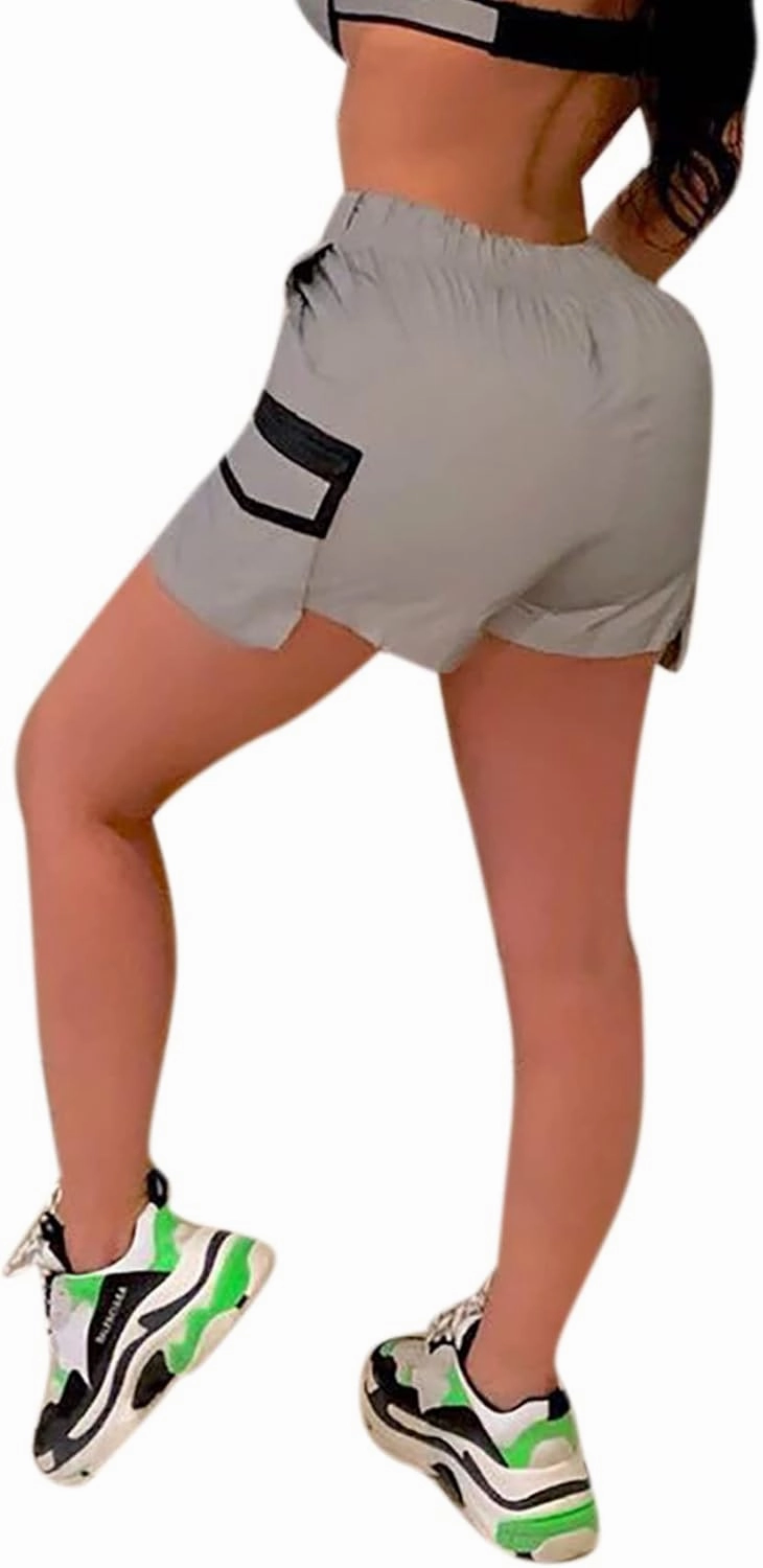 Women's Sexy Reflective Shorts Pants Shiny Sport Bottoms Night Club Party Festival Rave Outfit