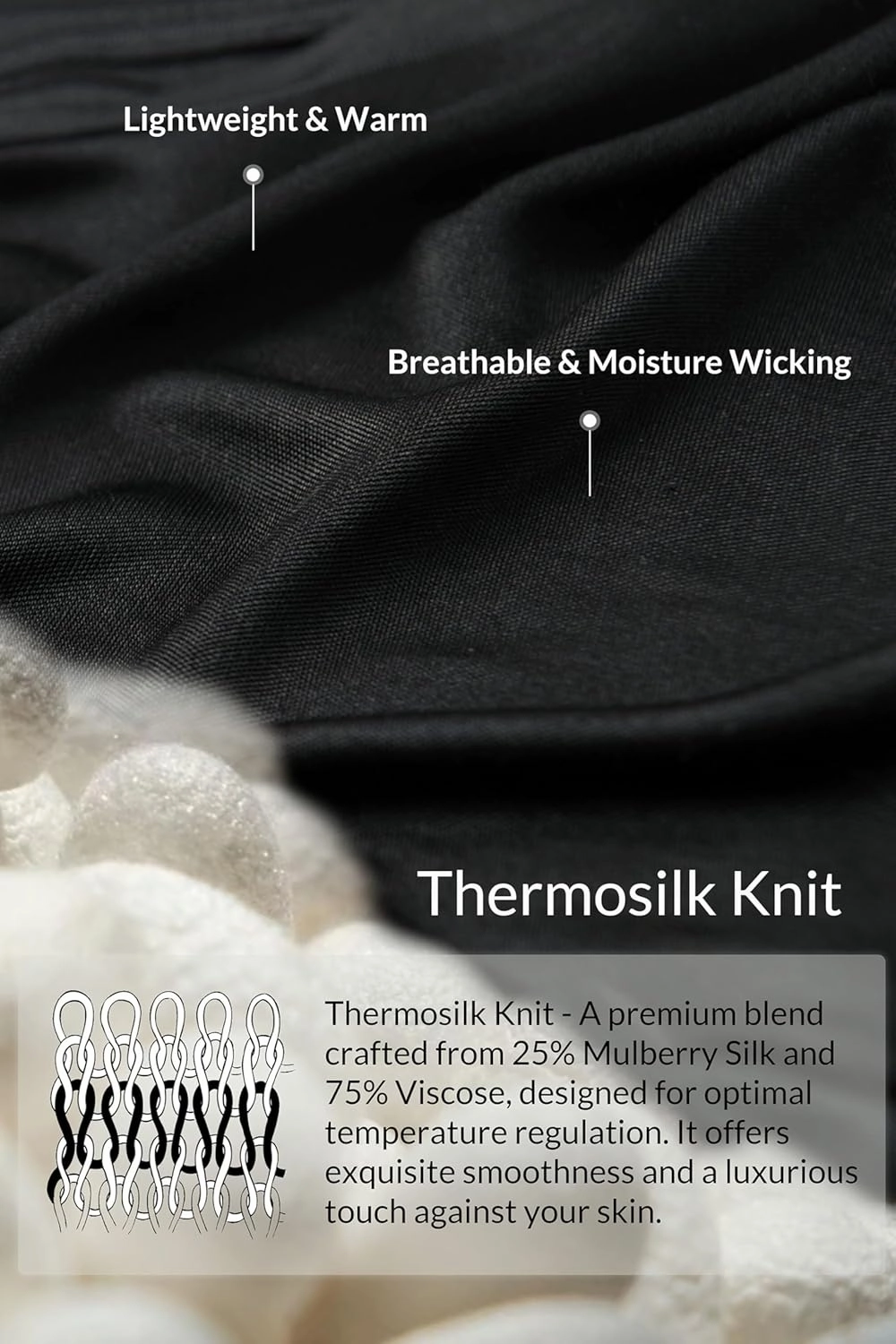 Women's Thermosilk Long Underwear Set, Baselayer Top/Pants, Ultra-light, Skin-friendly & Breathable