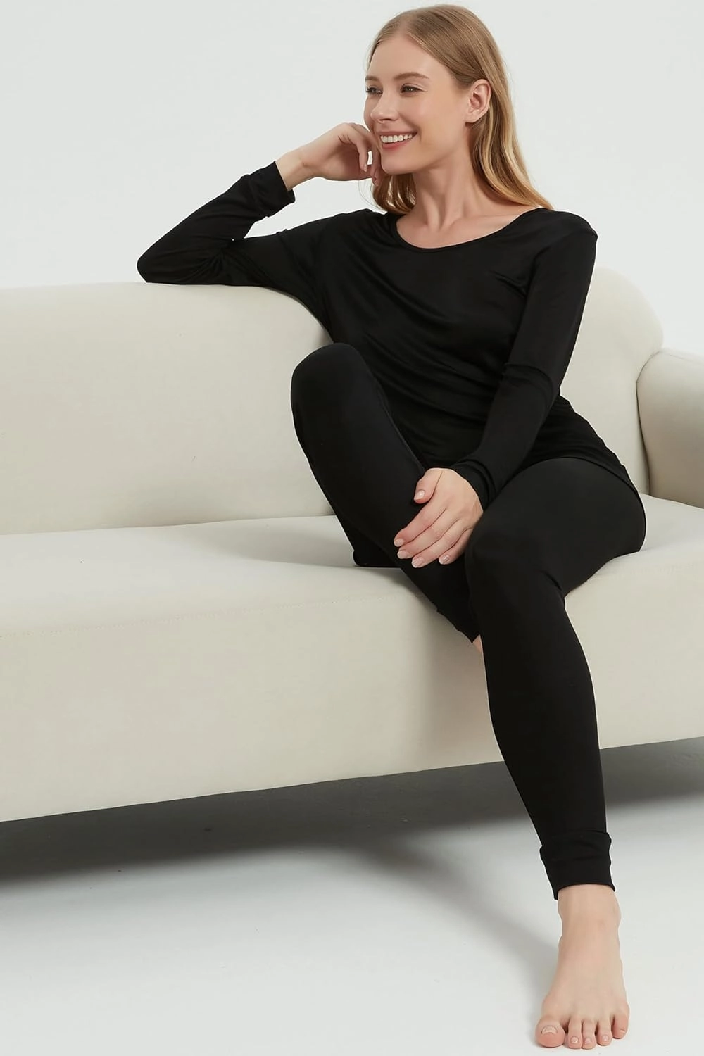 Women's Thermosilk Long Underwear Set, Baselayer Top/Pants, Ultra-light, Skin-friendly & Breathable