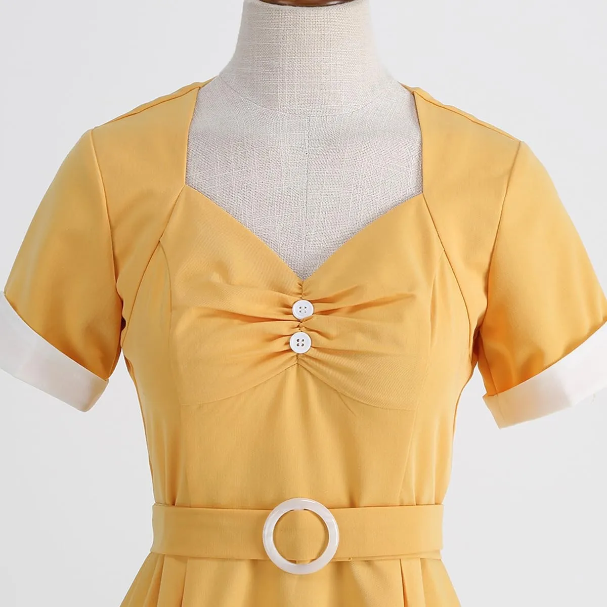 Women's 1950s Retro Dress Short Sleeve Swing Midi Dress Cocktail Dress 50s Style Dresses for Women Vintage