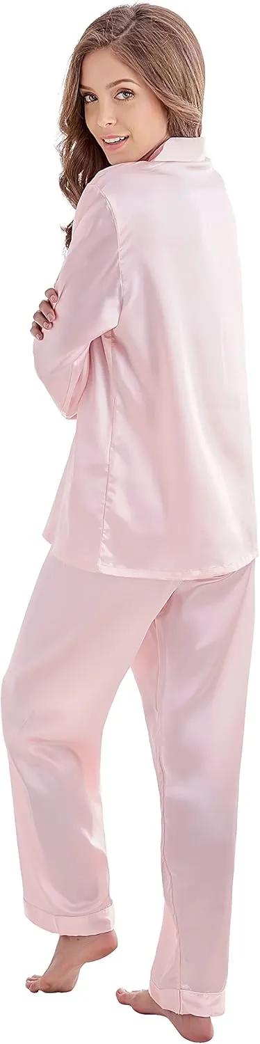 Women's Classic Satin Pajama Set Sleepwear Loungewear