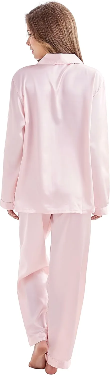 Women's Classic Satin Pajama Set Sleepwear Loungewear