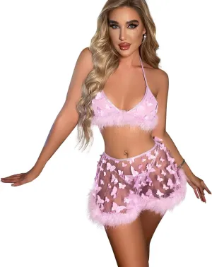 Women's Shiny Rave Outfits Holographic Halter Bra Top Mini Skirt 2Pcs Glitter Sequin Music Festival Party Clubwear