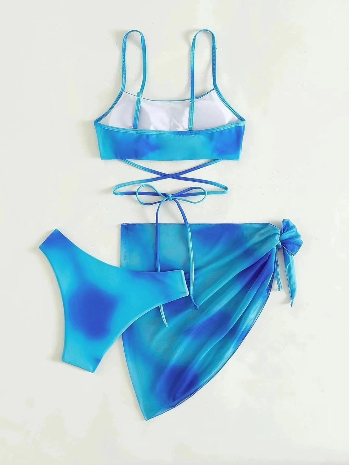 Womens 3 Piece Swimsuits Sets Halter Bikini Top Sexy Triangle Bikini Bottoms Beach Swimsuit with Skirt Swimwear
