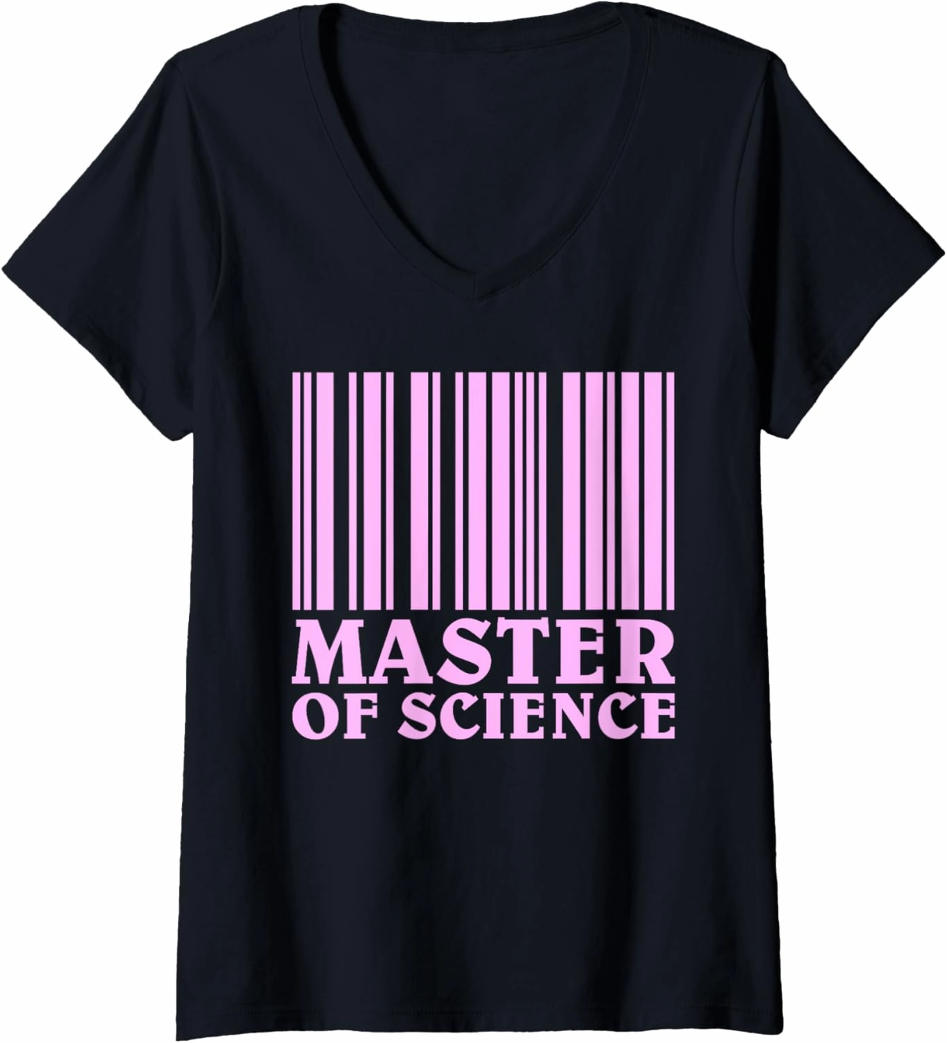 Womens Master of Science M SC Master's Degree Science Barcode V-Neck T-Shirt