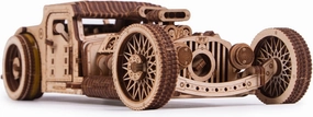 Wood Trick Hot Rod Wooden Model Car Kit to Build - Rides up to 32 feet - Detailed - 3D Wooden Puzzles for Adults and Kids to Build - Engineering DIY Mechanical Wood Model Kits for Adults