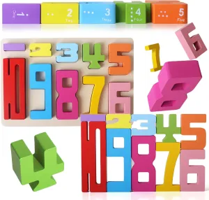 Wooden Number Blocks,Different Size Sum Math Number Digital Building Blocks 1-10 Activity Toys Set For Kids,Educational Tool Strengthfully Montessori Number Blocks Sensory,Friends Of 10 Blocks (10pcs)