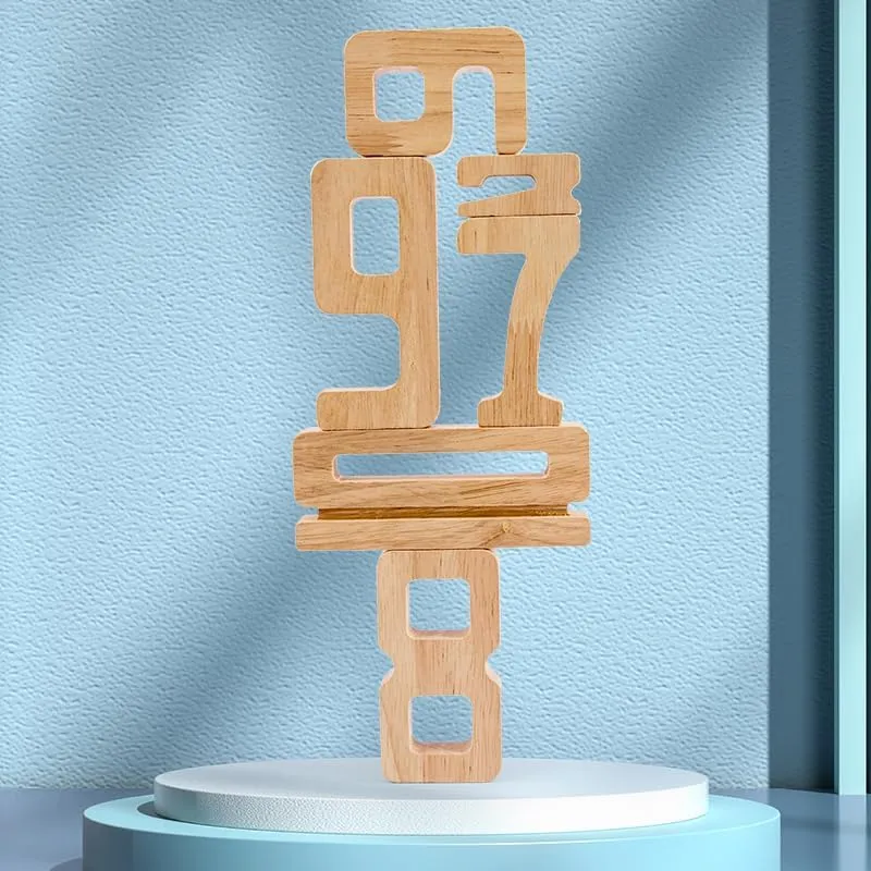 Wooden Number Building Blocks, Educational Stacking Toy Set, 15 Pieces, Ages 3-6 Years