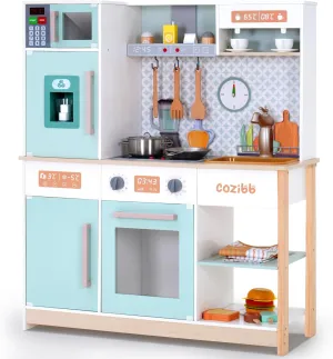 Wooden Play Kitchen for Kids Toddlers, Kitchen Playset with Stove, Oven, Sink, Fridge and Accessories Toy Kitchen Set with Plenty of Play Features, Kids Play Kitchen Designed, Gift for Ages 3 